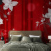 Photo Wallpaper Abstract in red - white flower motif with patterns and sparkles 97333 additionalThumb 2