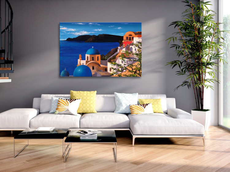 Canvas Print Beautiful Santorini - Hand-Painted Summer Mediterranean Landscape 98133 additionalImage 3