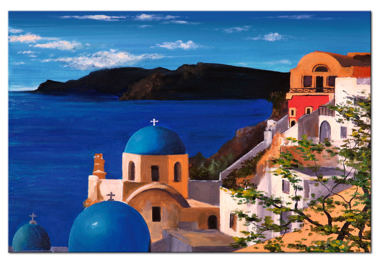 Canvas Print Beautiful Santorini - Hand-Painted Summer Mediterranean Landscape 98133