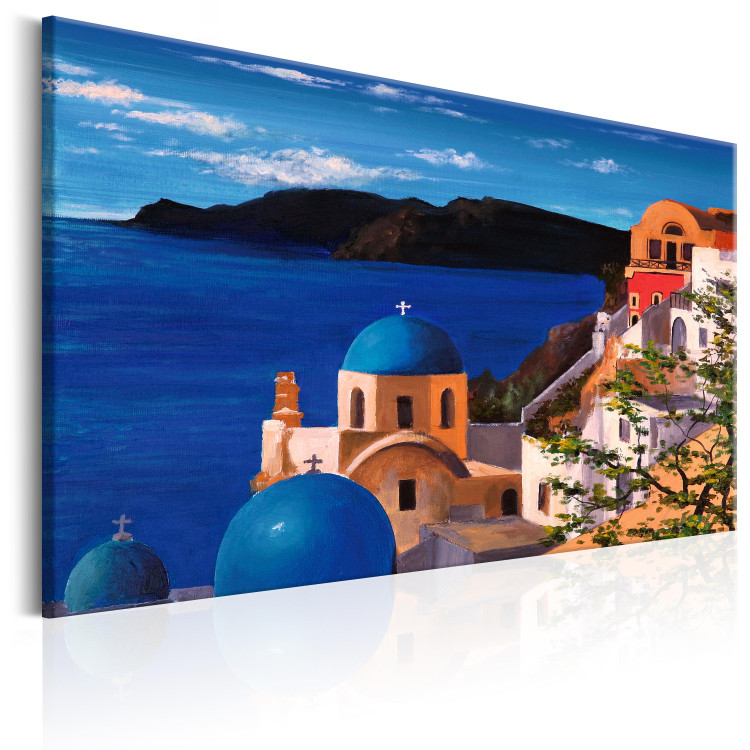 Canvas Print Beautiful Santorini - Hand-Painted Summer Mediterranean Landscape 98133 additionalImage 2
