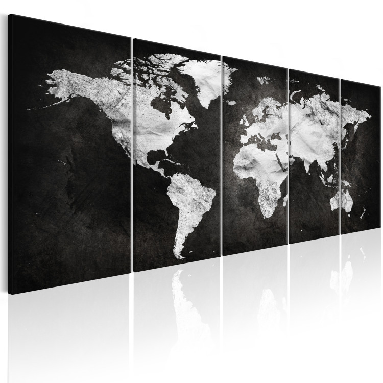 Canvas Ink World (5-piece) - Black and White Aesthetic World Map 99033 additionalImage 2