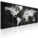 Canvas Ink World (5-piece) - Black and White Aesthetic World Map 99033 additionalThumb 2