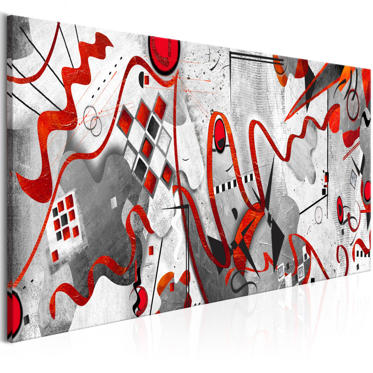 Canvas Red Ribbons (1-part) Wide - Geometric Abstraction of Figures 107543 additionalImage 2