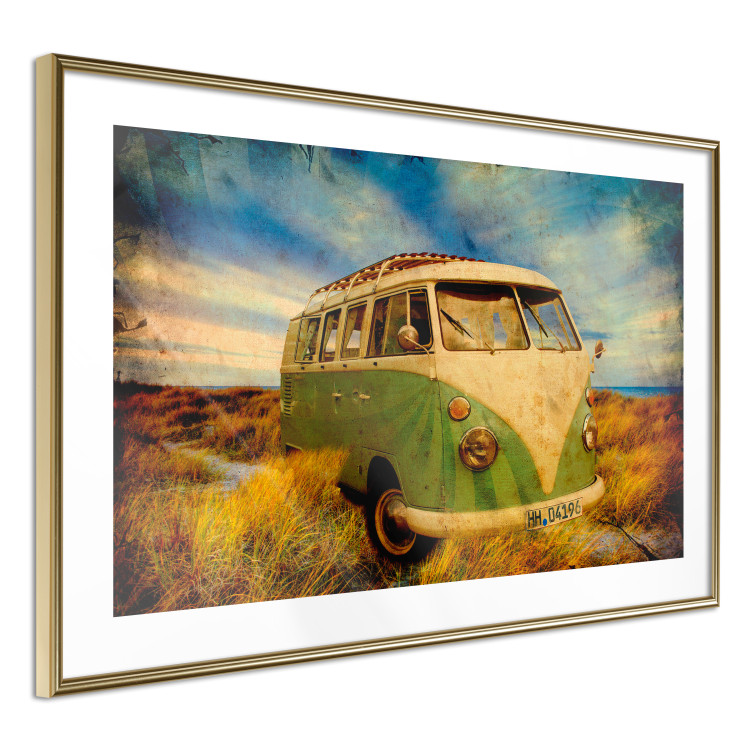 Poster Retro Bus - composition among field grass with a automotive motif 116443 additionalImage 6