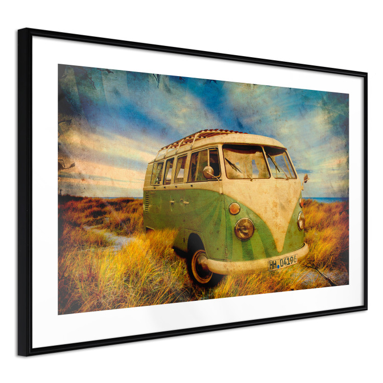 Poster Retro Bus - composition among field grass with a automotive motif 116443 additionalImage 11