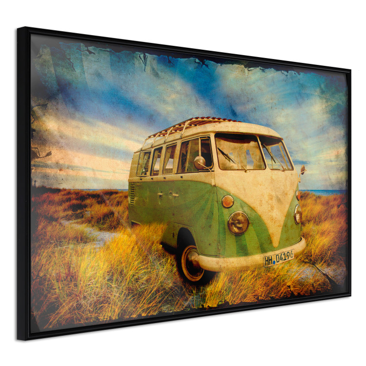 Poster Retro Bus - composition among field grass with a automotive motif 116443 additionalImage 10