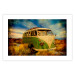 Poster Retro Bus - composition among field grass with a automotive motif 116443 additionalThumb 19