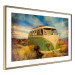 Poster Retro Bus - composition among field grass with a automotive motif 116443 additionalThumb 6