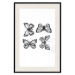Poster Four Butterflies - simple black and white composition with scaled-winged insects 116943 additionalThumb 18
