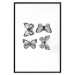 Poster Four Butterflies - simple black and white composition with scaled-winged insects 116943 additionalThumb 17