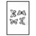Poster Four Butterflies - simple black and white composition with scaled-winged insects 116943 additionalThumb 24