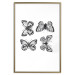 Poster Four Butterflies - simple black and white composition with scaled-winged insects 116943 additionalThumb 20