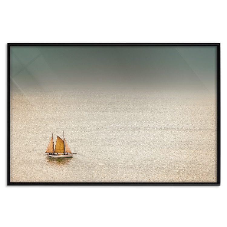 Poster Sailboat - brown sails against a beige-green seascape 117343 additionalImage 15