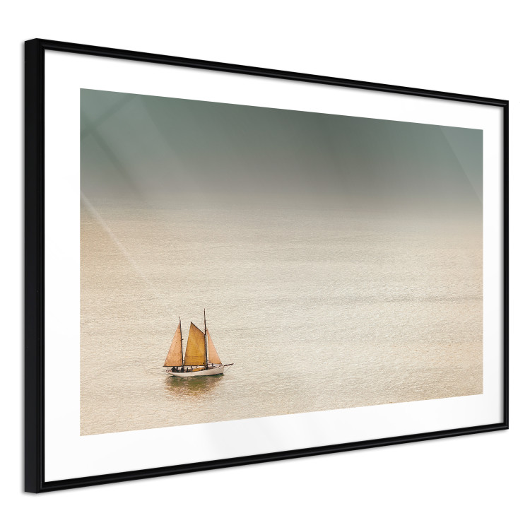 Poster Sailboat - brown sails against a beige-green seascape 117343 additionalImage 11