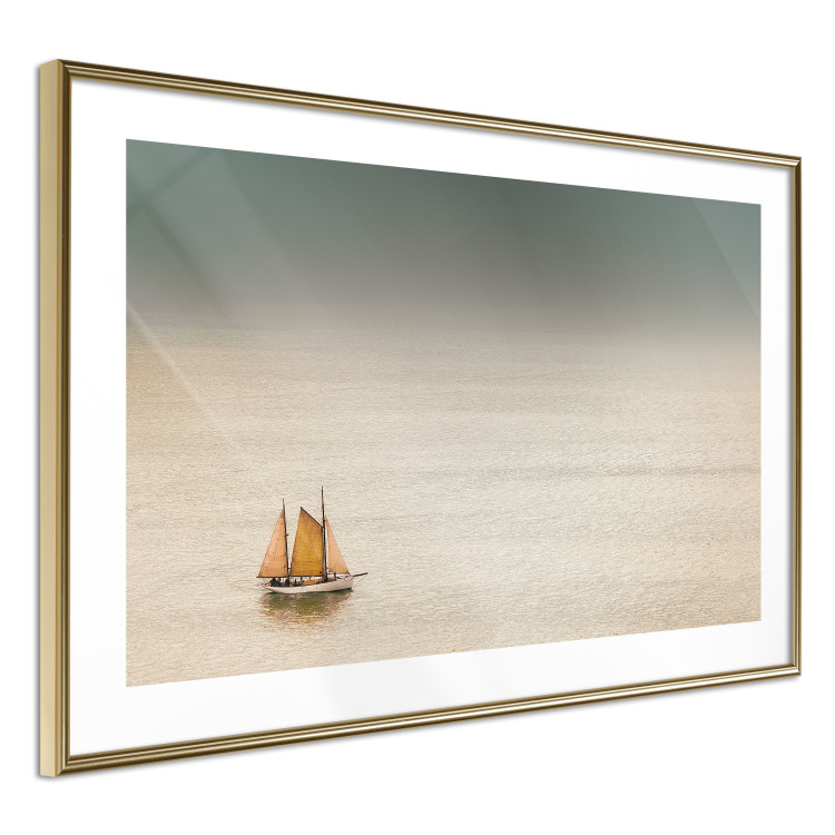Poster Sailboat - brown sails against a beige-green seascape 117343 additionalImage 6