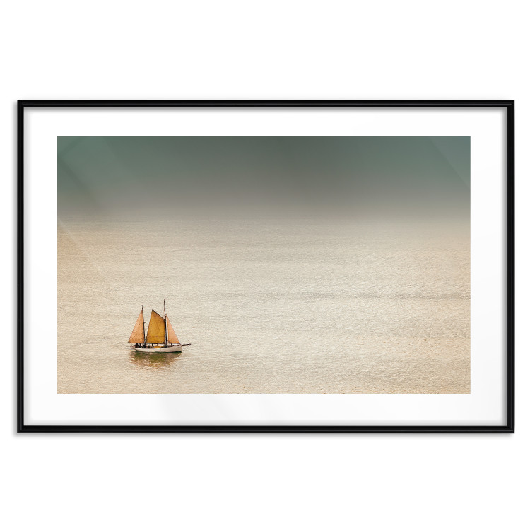 Poster Sailboat - brown sails against a beige-green seascape 117343 additionalImage 16