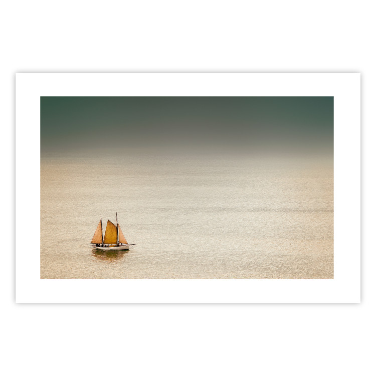 Poster Sailboat - brown sails against a beige-green seascape 117343 additionalImage 18