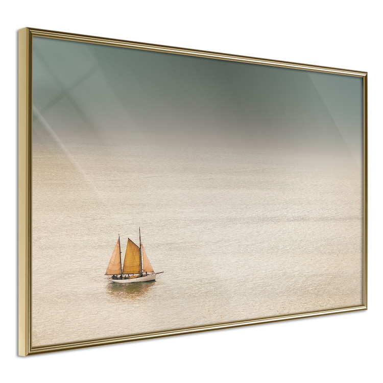 Poster Sailboat - brown sails against a beige-green seascape 117343 additionalImage 12