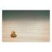 Poster Sailboat - brown sails against a beige-green seascape 117343