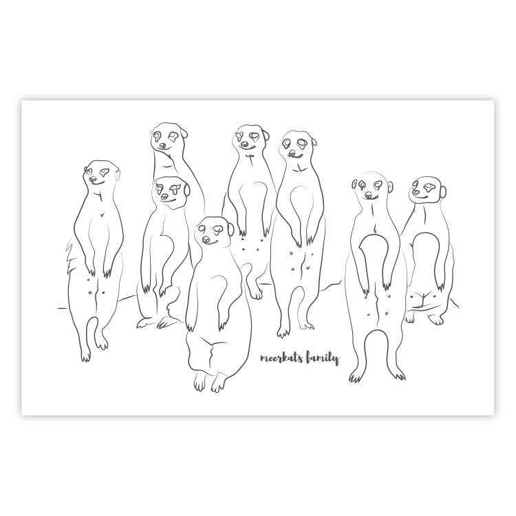 Wall Poster Meerkat Family - black and white composition with English text 117543
