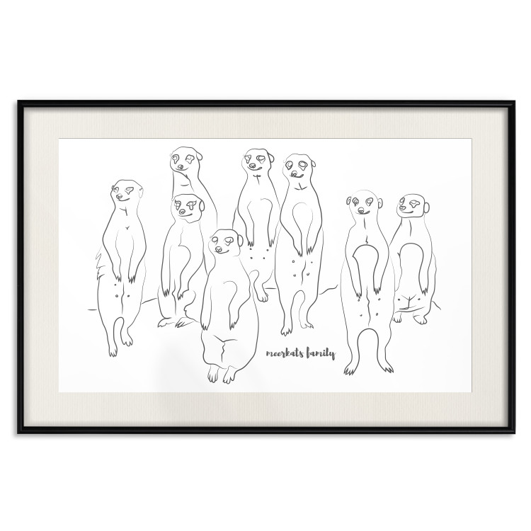 Wall Poster Meerkat Family - black and white composition with English text 117543 additionalImage 18
