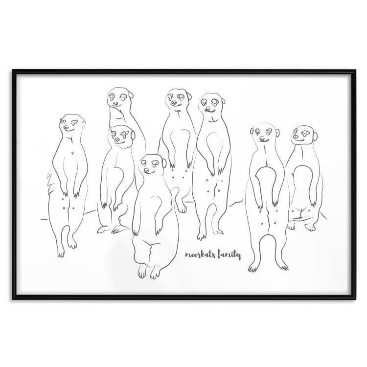 Wall Poster Meerkat Family - black and white composition with English text 117543 additionalImage 24