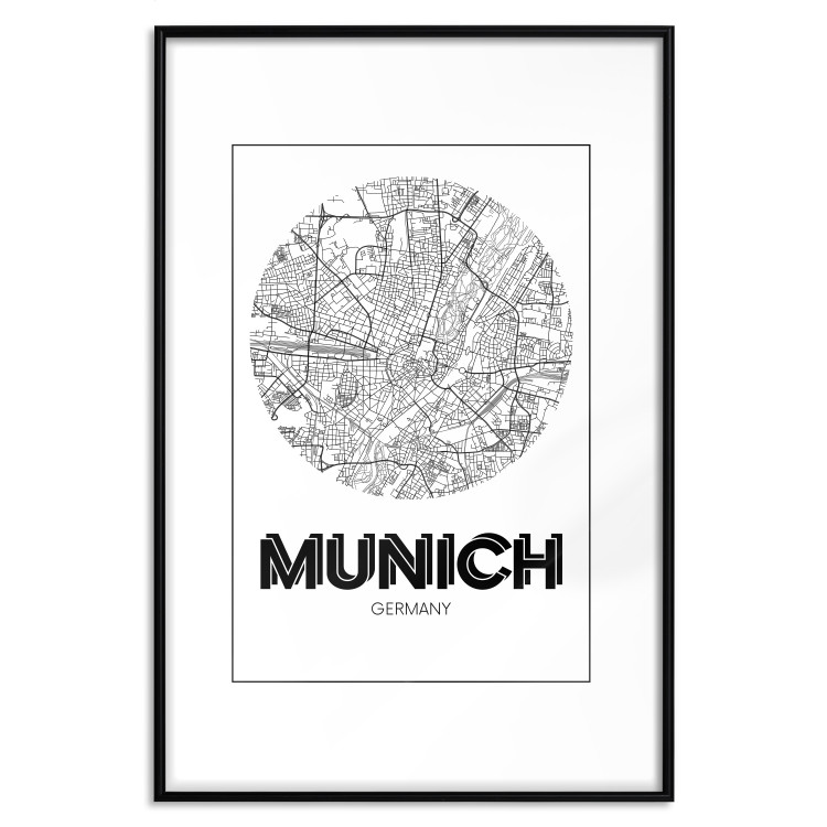 Wall Poster Retro Munich - black and white map of the city with English texts 118443 additionalImage 15
