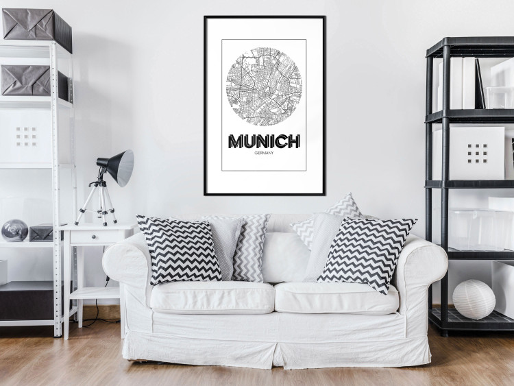 Wall Poster Retro Munich - black and white map of the city with English texts 118443 additionalImage 6