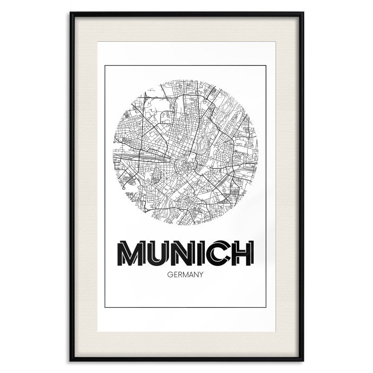Wall Poster Retro Munich - black and white map of the city with English texts 118443 additionalImage 17
