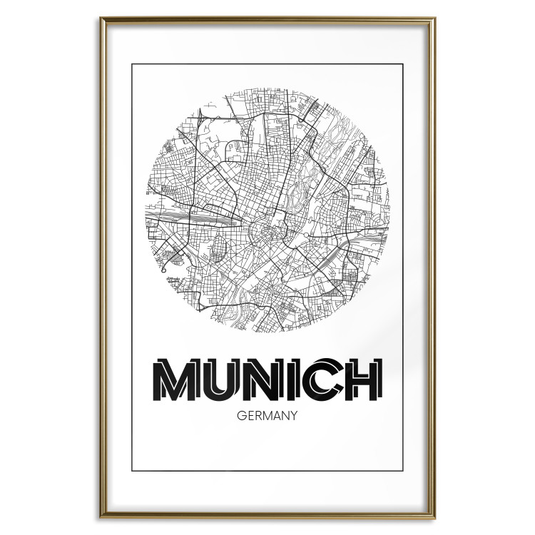 Wall Poster Retro Munich - black and white map of the city with English texts 118443 additionalImage 26