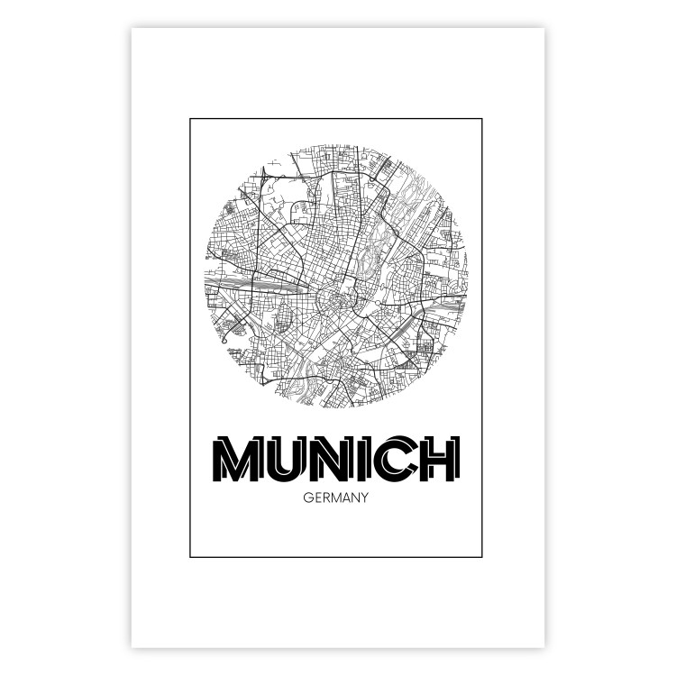 Wall Poster Retro Munich - black and white map of the city with English texts 118443 additionalImage 18