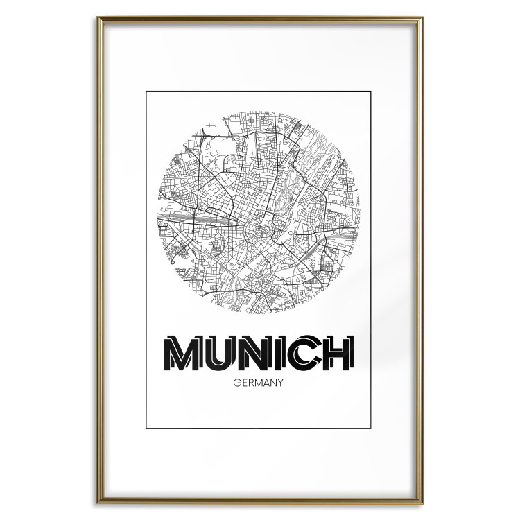 Wall Poster Retro Munich - black and white map of the city with English texts 118443 additionalImage 18