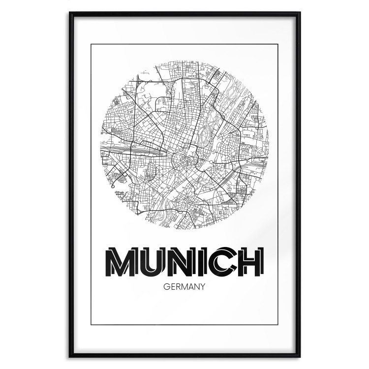 Wall Poster Retro Munich - black and white map of the city with English texts 118443 additionalImage 20