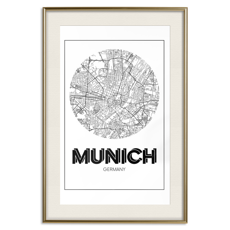 Wall Poster Retro Munich - black and white map of the city with English texts 118443 additionalImage 20