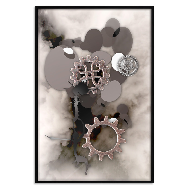 Poster Seahorse - abstract metal elements against a backdrop of light clouds 122743 additionalImage 24