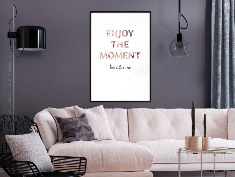 Wall Poster Enjoy the Moment - English text with a pink motif on a white background 122943 additionalImage 4