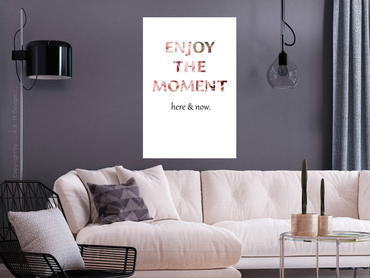 Wall Poster Enjoy the Moment - English text with a pink motif on a white background 122943 additionalImage 17