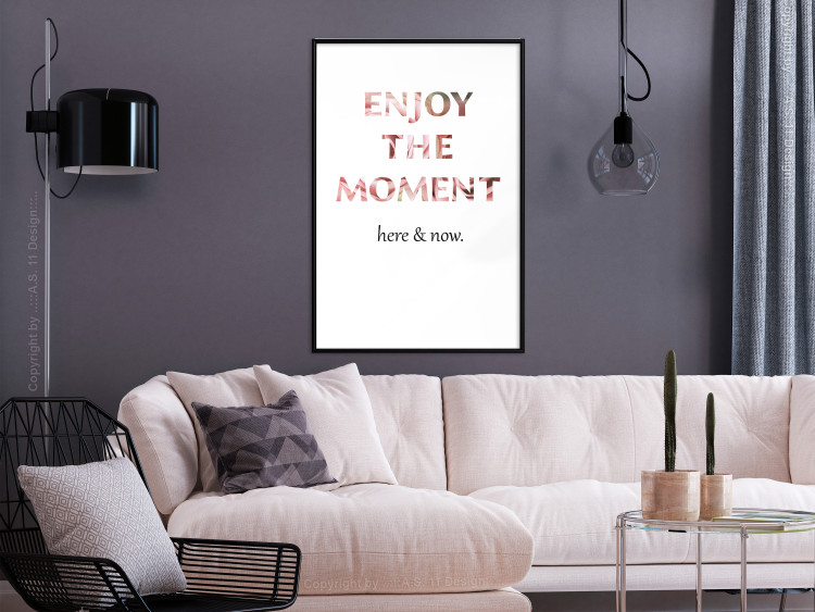 Wall Poster Enjoy the Moment - English text with a pink motif on a white background 122943 additionalImage 3