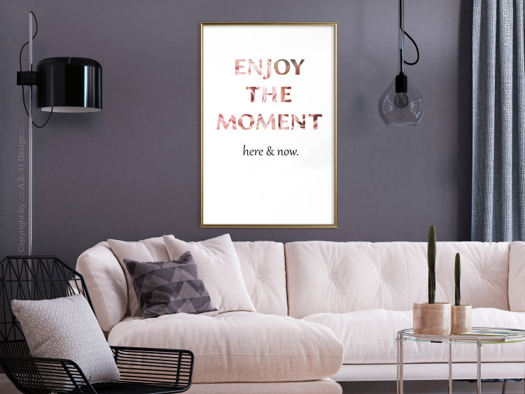 Wall Poster Enjoy the Moment - English text with a pink motif on a white background 122943 additionalImage 5