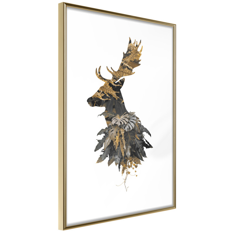 Poster Forest Deer - abstract animal portrait in a leaf and forest motif 123043 additionalImage 10