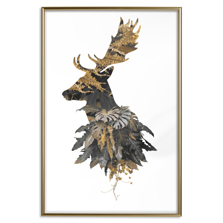 Poster Forest Deer - abstract animal portrait in a leaf and forest motif 123043 additionalImage 20