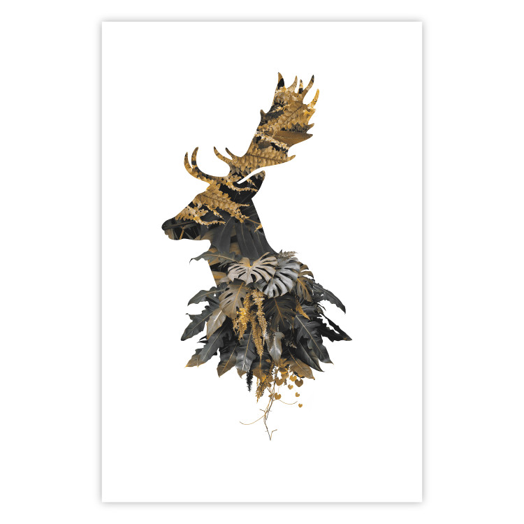 Poster Forest Deer - abstract animal portrait in a leaf and forest motif 123043 additionalImage 25