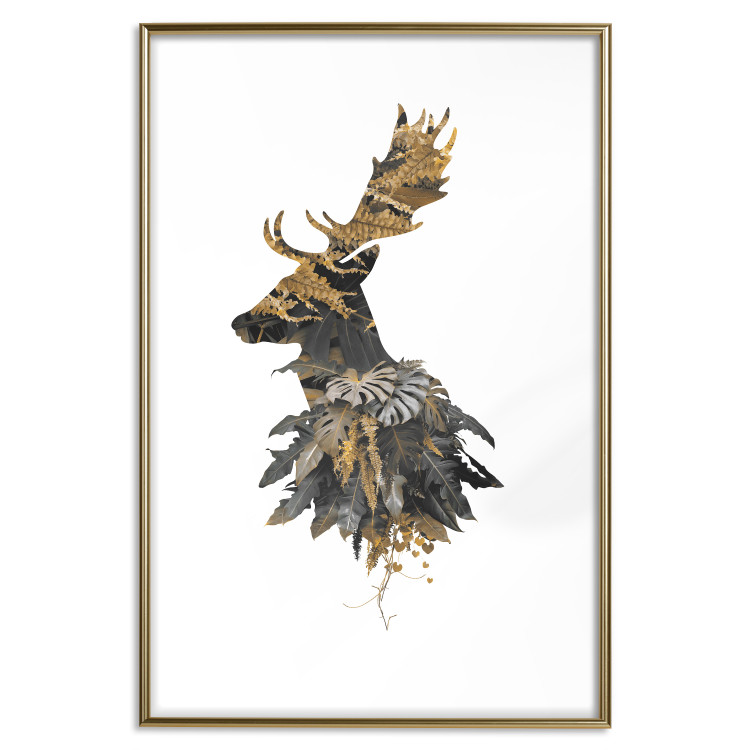 Poster Forest Deer - abstract animal portrait in a leaf and forest motif 123043 additionalImage 14