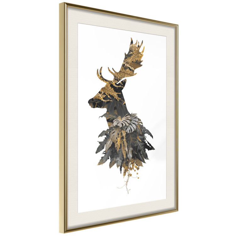 Poster Forest Deer - abstract animal portrait in a leaf and forest motif 123043 additionalImage 6