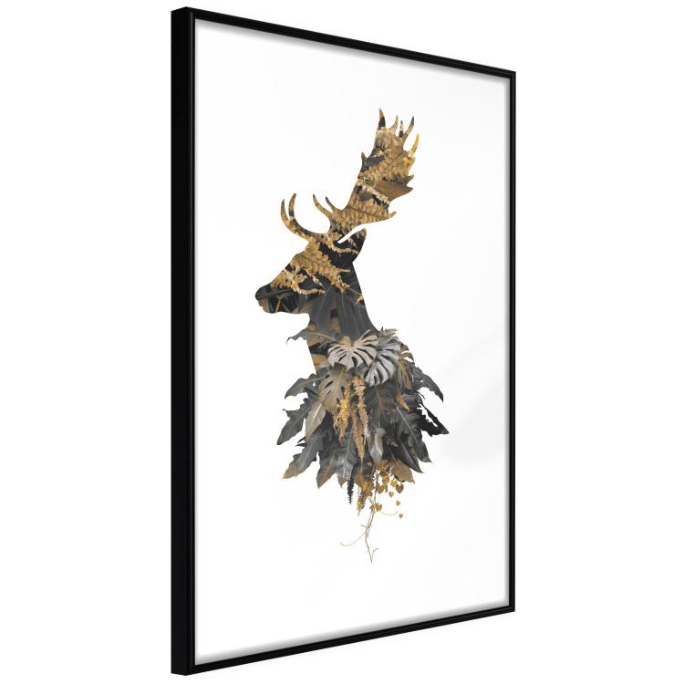 Poster Forest Deer - abstract animal portrait in a leaf and forest motif 123043 additionalImage 12