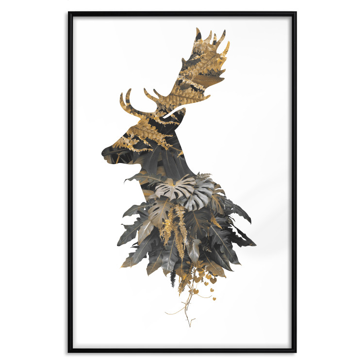 Poster Forest Deer - abstract animal portrait in a leaf and forest motif 123043 additionalImage 24