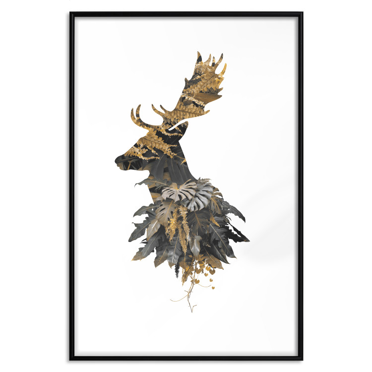 Poster Forest Deer - abstract animal portrait in a leaf and forest motif 123043 additionalImage 15