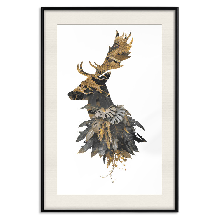 Poster Forest Deer - abstract animal portrait in a leaf and forest motif 123043 additionalImage 18