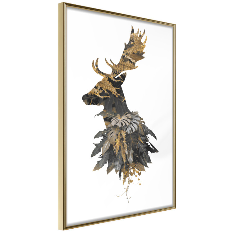 Poster Forest Deer - abstract animal portrait in a leaf and forest motif 123043 additionalImage 11