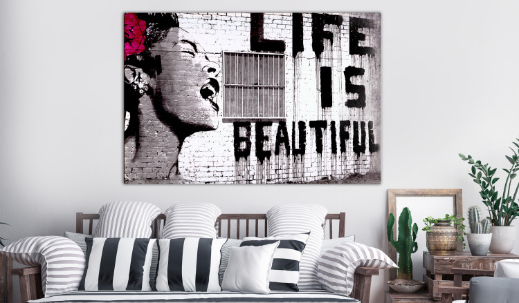 Large canvas print Banksy: Life is Beautiful [Large Format] 125543 additionalImage 6